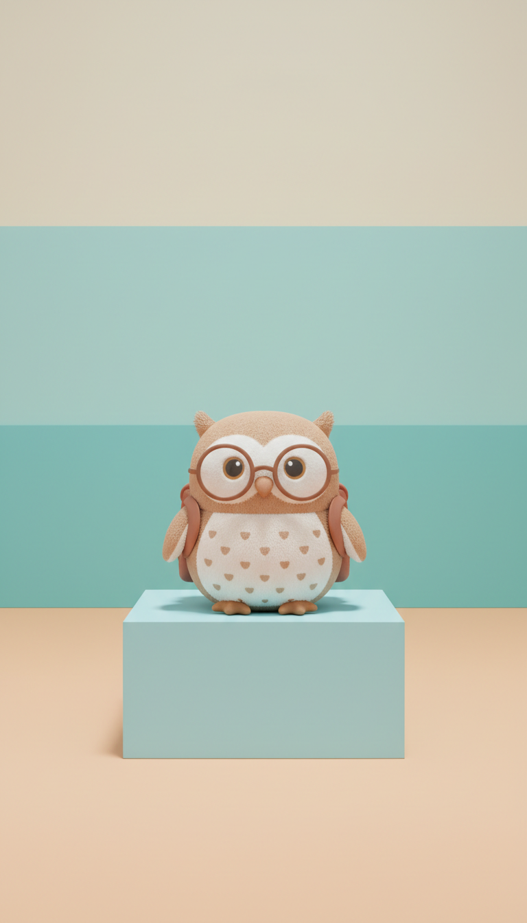 Peluche lechuza con gafas y mochila